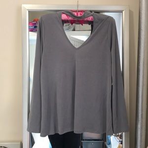 Taupe bell sleeved top
